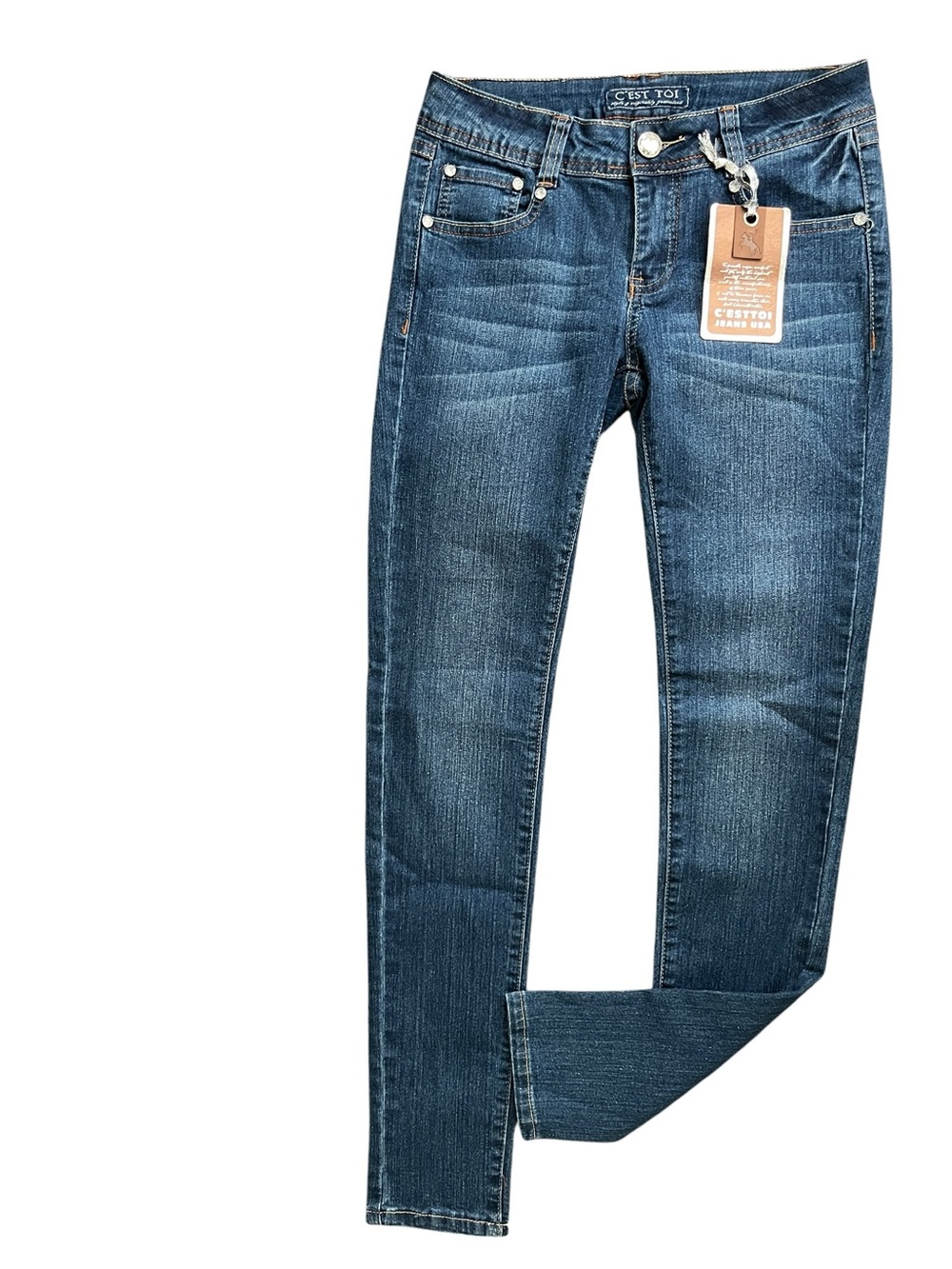 C'EST TOI Medium Wash Denim Skinny Jeans